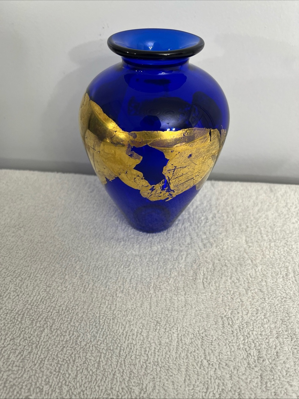Vitrix Hot Glass Studio Cobalt and Gold Bud Vase NY Art Glass Beautiful Bud Vase - Picture 8 of 14